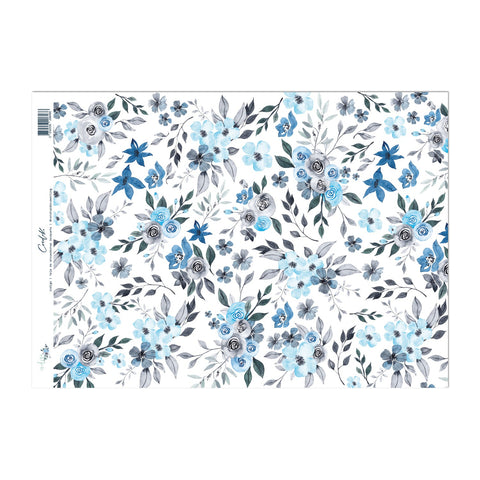 Tela de encuadernar Bouquet 35x50cm INDIGO