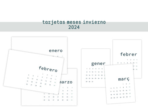 Tarjetas Descargables Meses Invierno