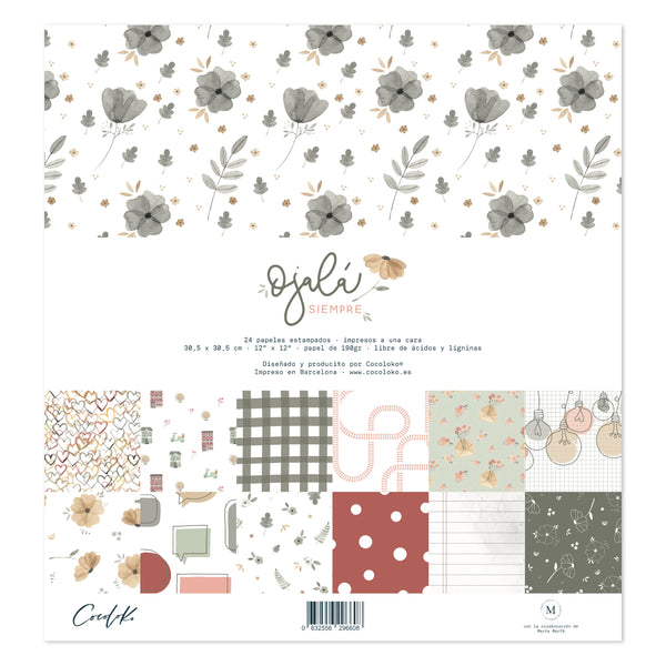 Bloc de 24 papeles 12"x12" OjaláSIEMPRE